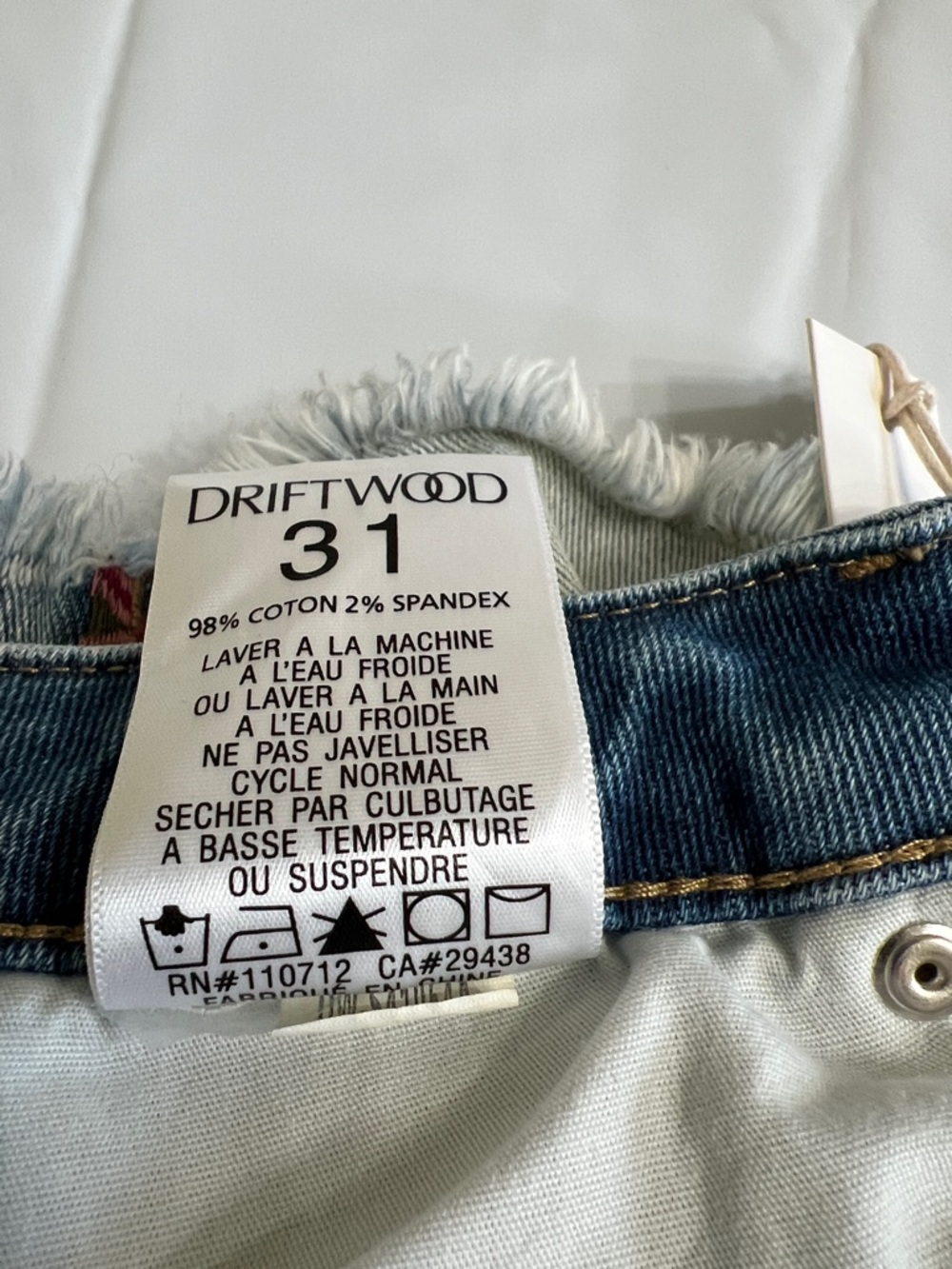 DRIFTWOOD Light Blue Denim Shorts with Red Embroidered Trim - Picture 7 of 15